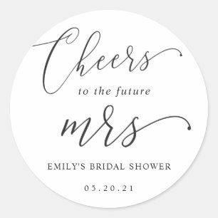 Elegante Kalligrafie Future Mrs. Brautparty Runder Aufkleber