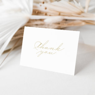 Elegante Kalligrafie Gold Gefaltete Hochzeit Dankeskarte