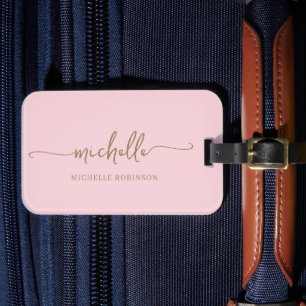 Elegante Kalligrafie Gold Schrift Monogramm Name R Gepäckanhänger