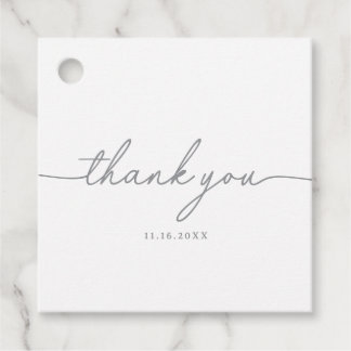 Elegante Kalligrafie Graue Schicke Danke Geschenkanhänger