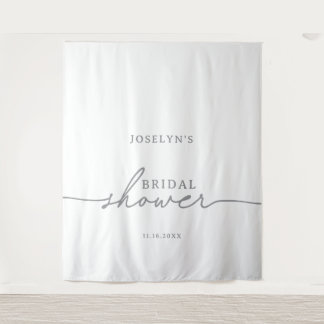 Elegante Kalligrafie Graue Schicke Hochzeitsdusche Wandteppich