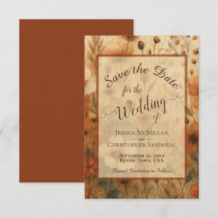 Elegante Kalligrafie Herbst Boho Wildblumen Hochze Save The Date