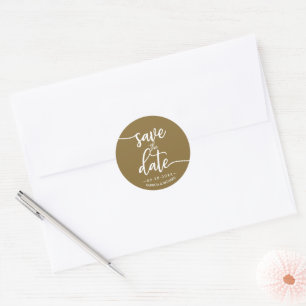 Elegante Kalligrafie Hochzeit Merken Sie sich das Runder Aufkleber