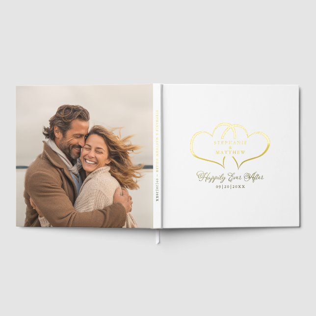 Elegante Kalligrafie Hochzeit Romantisches Foto Go Gästebuch (Voll)