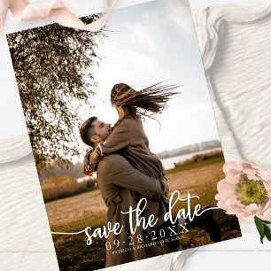 Elegante Kalligrafie Hochzeit Save The Date Foto Postkarte