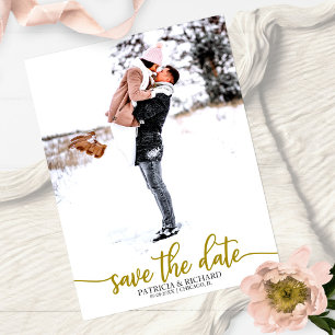 Elegante Kalligrafie Hochzeit Save The Date Foto Postkarte