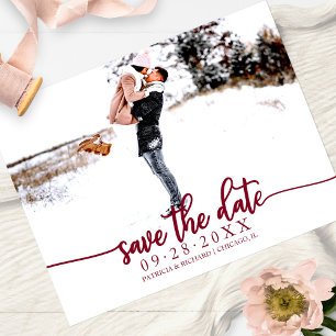 Elegante Kalligrafie Hochzeit Save The Date Foto Postkarte
