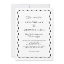 Elegante Kalligrafie Hochzeit schwarze Wellenrandg