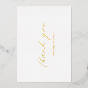 Elegante Kalligrafie-Hochzeits-Dankeskarten mit Fo Folieneinladung