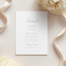 Elegante Kalligrafie-Hochzeitsdetails-Karte