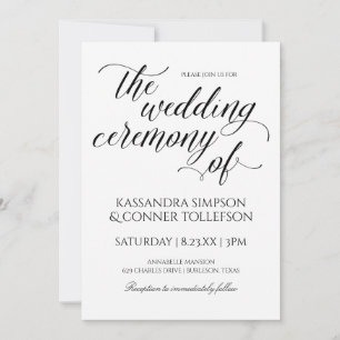 Elegante Kalligrafie-Hochzeitskarten Schwarz Einladung