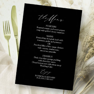 Elegante Kalligrafie Hochzeitsmenükarte Einladung
