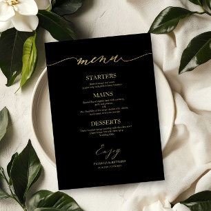 Elegante Kalligrafie-Hochzeitsmenükarte für den Te Menükarte