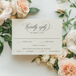 Elegante Kalligrafie Hochzeitsmenüwahl RSVP Karte