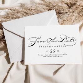 Elegante Kalligrafie Horizontal Wedding Save The Date