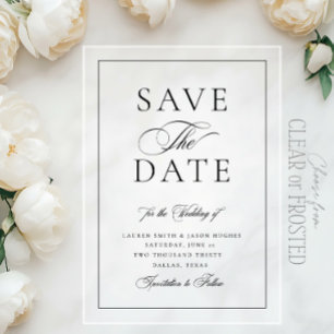 Elegante Kalligrafie - Klassische Hochzeit - Save Acryleinladungen