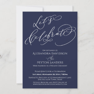 Elegante Kalligrafie Lasst uns Navy Blau feiern Einladung
