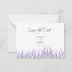 Elegante Kalligrafie Lavendel Save-the-Date Mitteilungskarte