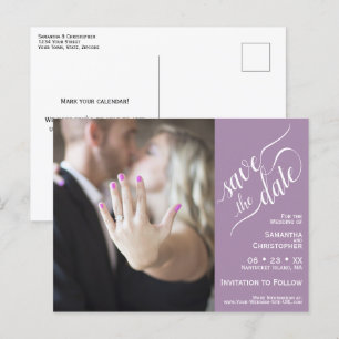 Elegante Kalligrafie Lavender Wedding Save the Dat Ankündigungspostkarte