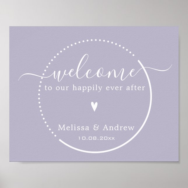 Elegante Kalligrafie - Lavender Wedding Willkommen Poster (Vorne)