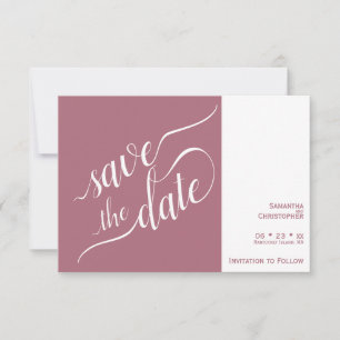 Elegante Kalligrafie Minimalistisch Dusty Rose Hoc Save The Date