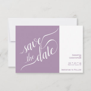 Elegante Kalligrafie Minimalistisch Lavender Weddi Save The Date