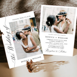 Elegante Kalligrafie Minimalistisch Wedding 2 FOTO Einladung
