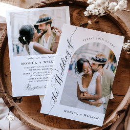 Elegante Kalligrafie Minimalistisch Wedding 2 FOTO Einladung