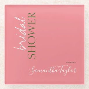 Elegante Kalligrafie Minimalistische Brautparty Glasuntersetzer