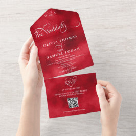 Elegante Kalligrafie Moderne Hochzeit All In One Einladung