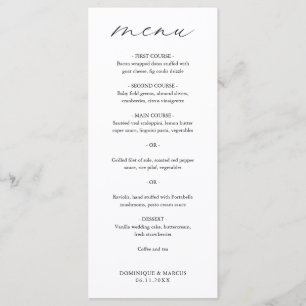 Elegante Kalligrafie Moderne Hochzeit Menükarte