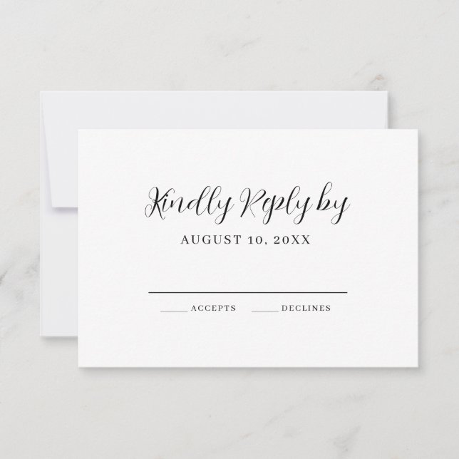 Elegante Kalligrafie Moderne Hochzeit RSVP Karte (Vorderseite)