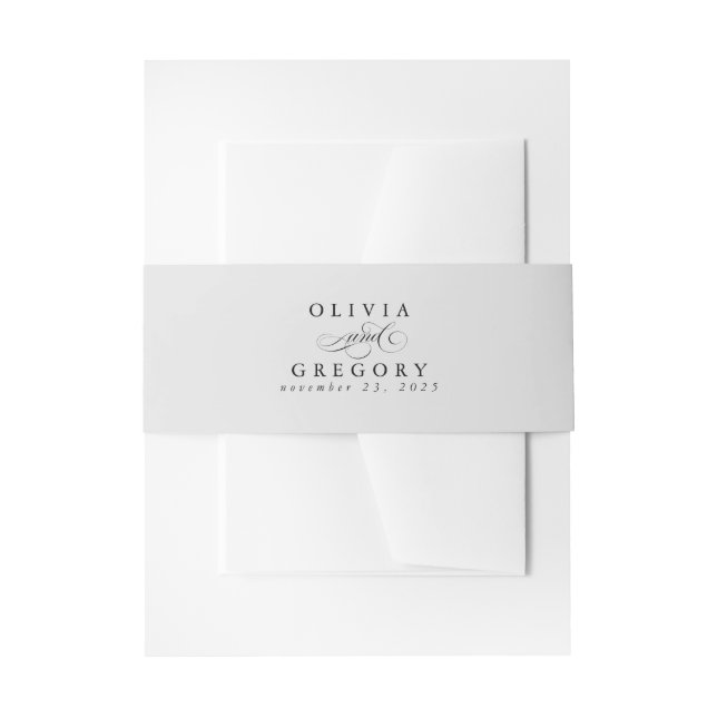 Elegante Kalligrafie Moderne leichte, graue Hochze Einladungsbanderole (Vorderseite Beispiel)