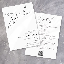Elegante Kalligrafie Moderne QR-Code Details Hochz Einladung