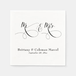 Elegante Kalligrafie Mr & Mrs Hochzeitsservietten Serviette