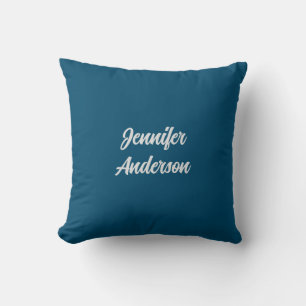 Elegante Kalligrafie Ozeanblau Personalisiert Kissen