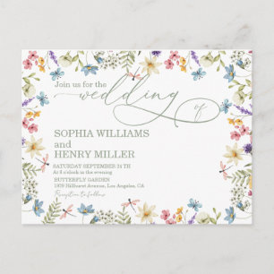 Elegante Kalligrafie pastellfarbene Wildblumen Hoc Postkarte