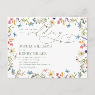 Elegante Kalligrafie pastellfarbene Wildblumen Hoc Postkarte
