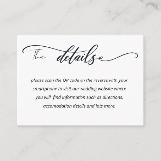Elegante Kalligrafie-QR-Code-Hochzeitsinformation Begleitkarte