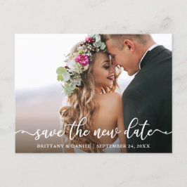 Elegante Kalligrafie Rette das neue Date-Foto Postkarte