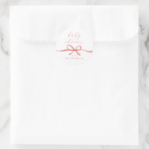Elegante Kalligrafie Rosa Schleife Mädchen Baby Sh Runder Aufkleber