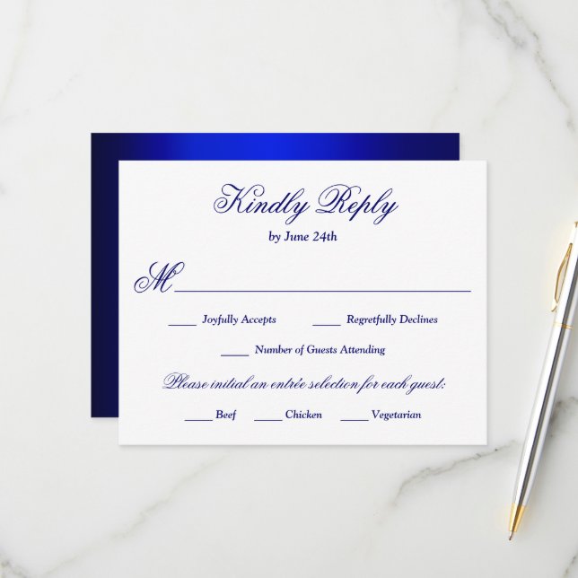 Elegante Kalligrafie RSVP Karte (Vorderseite/Rückseite Beispiel)