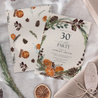Elegante Kalligrafie Rustikale Orange 30. Geburtst Einladung