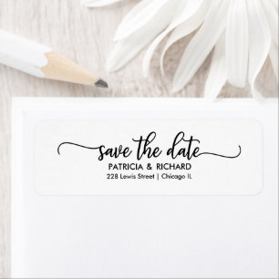 Elegante Kalligrafie Save The Date Rücksendeadress