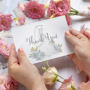 Elegante Kalligrafie-Schrift Brautkleid Dankeskarte