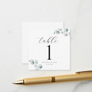 Elegante Kalligrafie-Schrift Eukalyptus-Tischnumme Begleitkarte