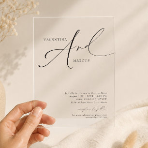 Elegante Kalligrafie-Schrift Hochzeit Chic Acryleinladungen