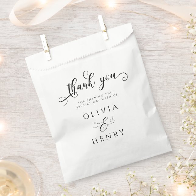 Elegante Kalligrafie-Schrift Hochzeit Dankeschön Geschenktütchen (Ausgeschnitten)