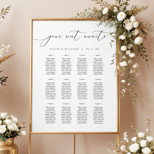 Elegante Kalligrafie-Schrift Hochzeitsbestuhlung Poster