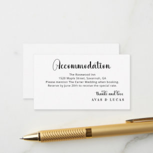 Elegante Kalligrafie-Schrift Hochzeitsunterkünfte Begleitkarte